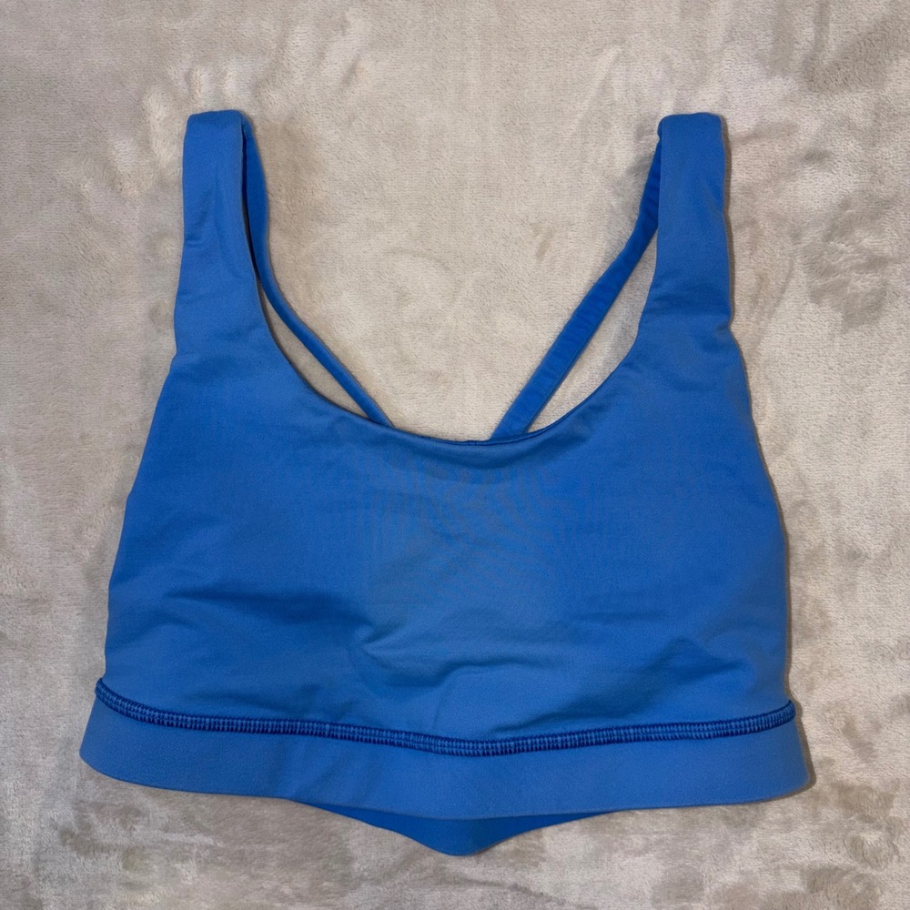 Lululemon Free To Be Wild Sports Bra Blue Strappy Back Size 6 Yoga Gym